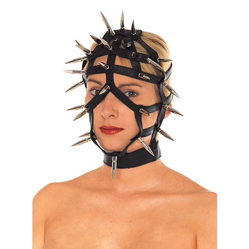 Leather Spiked Face Mask with Open Straps Leather Spiked Face Mask with Open Straps